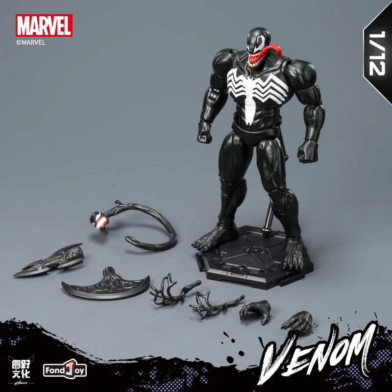 Genuine 1/12 FondJoy Marvel Spider-Man Venom Articulated Action Figures Model Kit Desktop Ornaments Boy Splicing Trendy Toy Gift