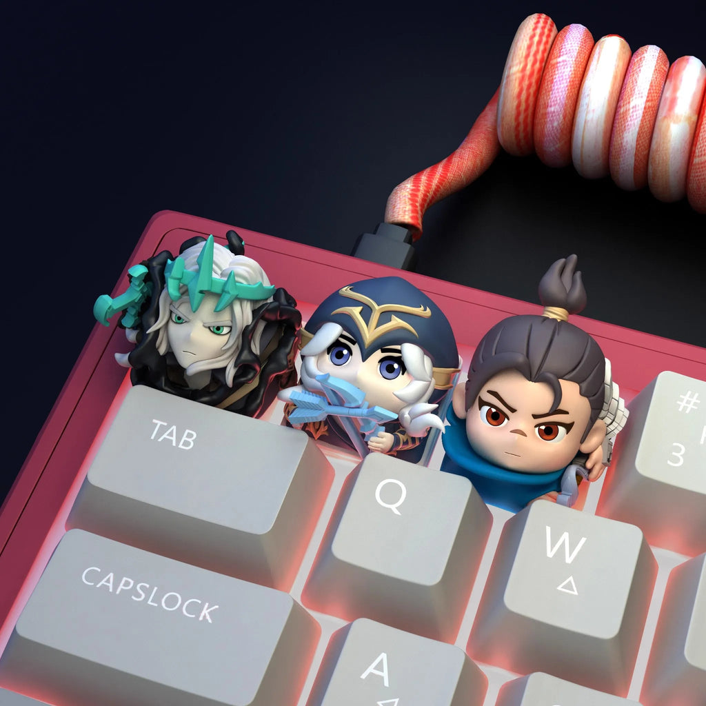 Game League of Legends LOL Yasuo Keyboard Cap Teemo KeyCaps Gwen Cosplay Key Caps Kawaii Machinery Keyboards Doll Accessories