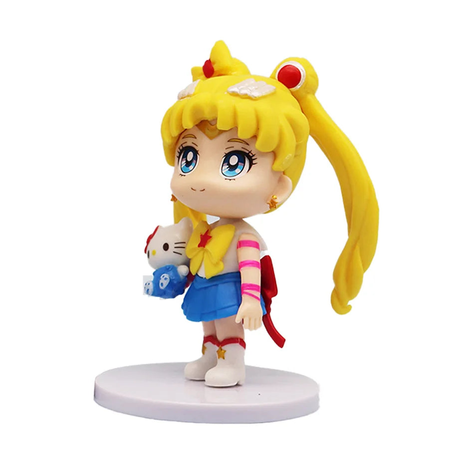 7cm Sailor Moon Anime Figure Tsukino Usagi/Chibiusa/Kino Makoto Action Figure Sailor Mars Jupiter Mercury Venus Figurine Kid Toy