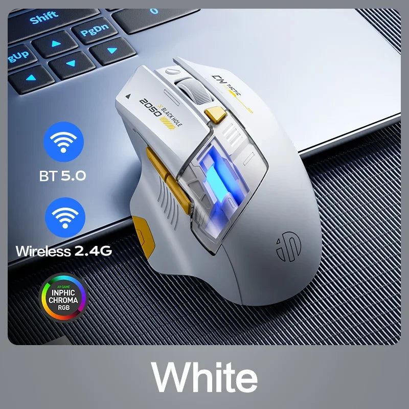 A9 Безжична 2.4G Bluetooth мишка RGB светлинен ефект 12800DPI Регулируема ергономична преносима мишка с индикатор за батерията