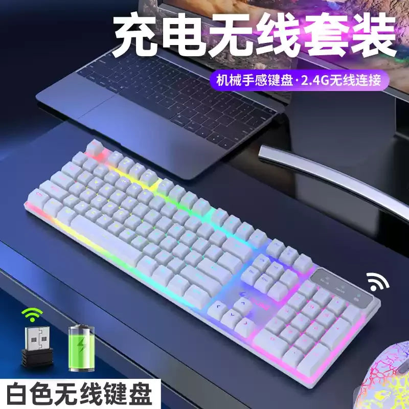 Neu Free Wolf T3 Drahtlose Tastatur Lade Weiß Notebook Gaming Büro Unbegrenzte Dedizierte Tastatur Und Maus Set Urlaub Geschenk