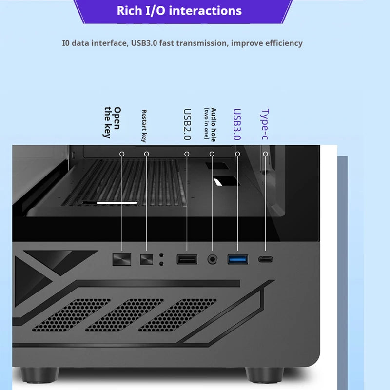 Power train N5 MATX PC Case glass side transparent column-free sea view room 360 water-cooled computer case gabinetes gamer
