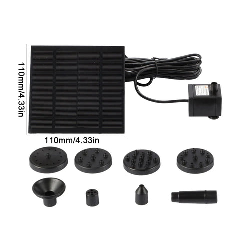 1,2 W Solar-Springbrunnenpumpe, 200 l/h, mit 6 Düsen, solarbetriebene Springbrunnenpumpe, Solar-Teichpumpe für Wasserspiele im Freien