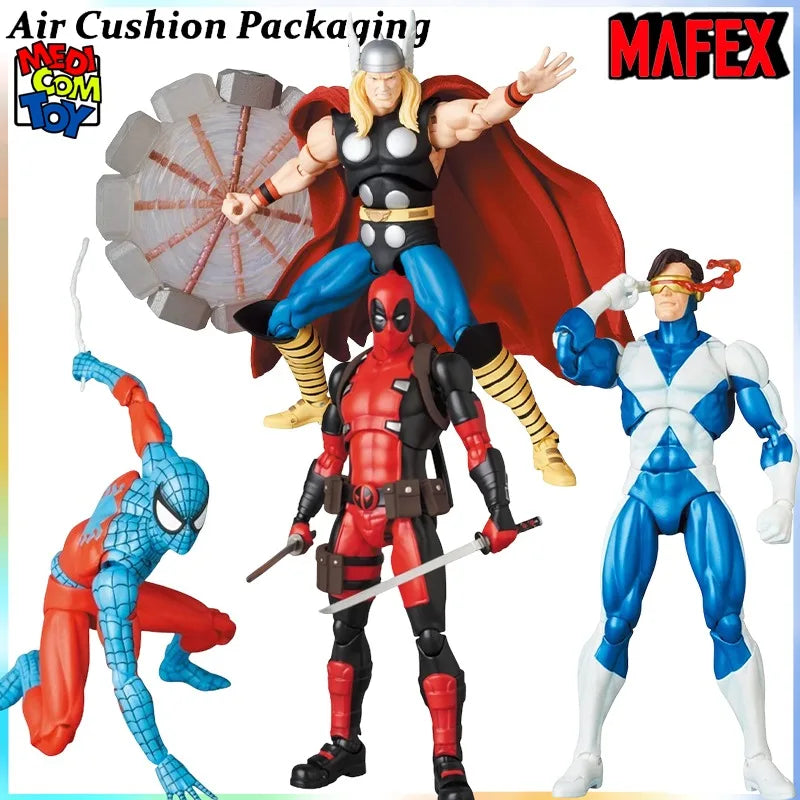 MEDICOM TOY Genuine MAFEX Series Laser Eye  Deadpool Thor Spider Man Gulixilu Science Fiction Comics Action Figures Model Toys
