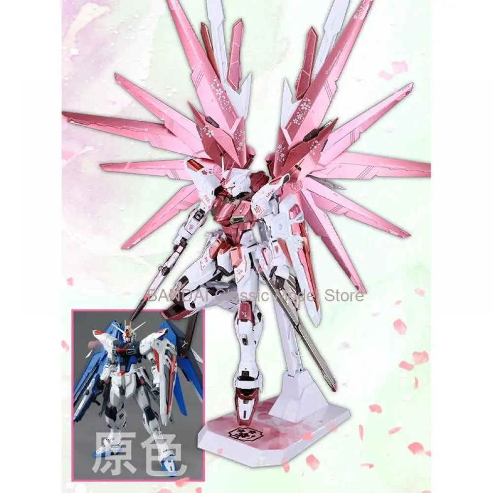 Bandai Freedom Gundam Action Figure MG Pink Sakura 2.0 Freedom Gundam Model Kit Toy Paint Modification Action & Toy Figures