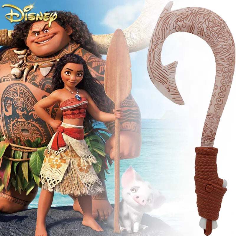 42cm Disney Moana 2 Ocean Adventure Fish Hook Knife Figure Toys with Light Cosplay Maui Weapon Children Birthday Gift Toys