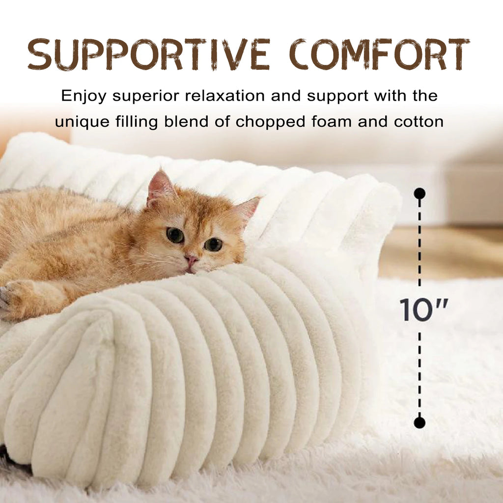 Cat Couch Bed Cute Pet Bed for Small Medium Large Cats Dogs Fluffy Sofa Bed for Pet Indoor with Non-Slip Bottom & Washable Cover