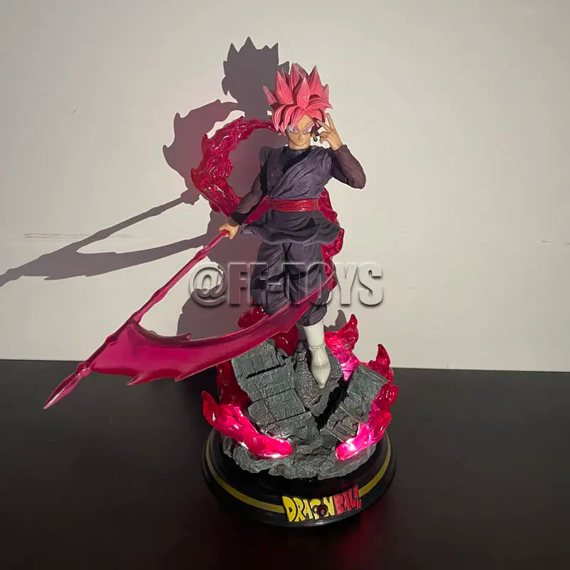28CM Dragon Ball Z Zamasu Figure Black Goku PVC Action Figures GK Statue with Light Base Collection Model Toys for Children Gift