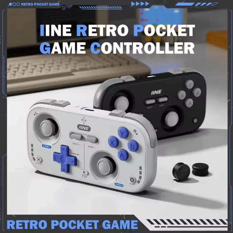 IINE Retro Pocket Game Controller Compact & Portable Hall Joysticks + 1000Hz Recessed Joystick Designed Customizable Controls M