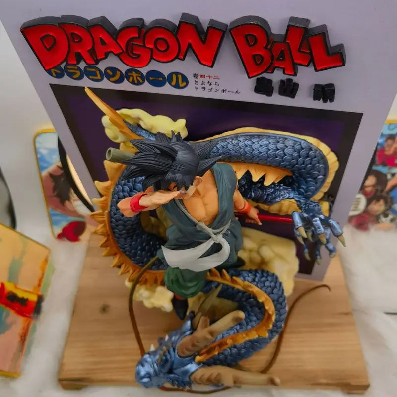 Amime Dragon Ball Z Gk 3D Comic Books Son Goku Riding Shenron Figurine PVC Action Figure Model Statue Collection Toy Gift
