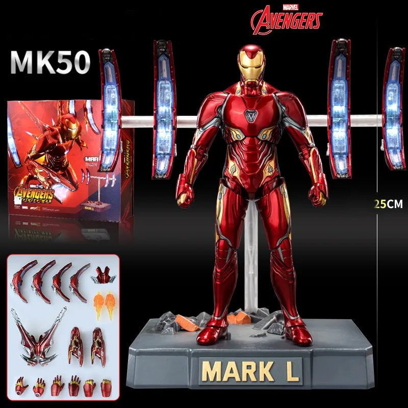 Iron Man MK50 And Mk50 Weapon Accessory Scene Set Action Figure Movable Can emit light Model Avengers Pvc Action Toy For Gift