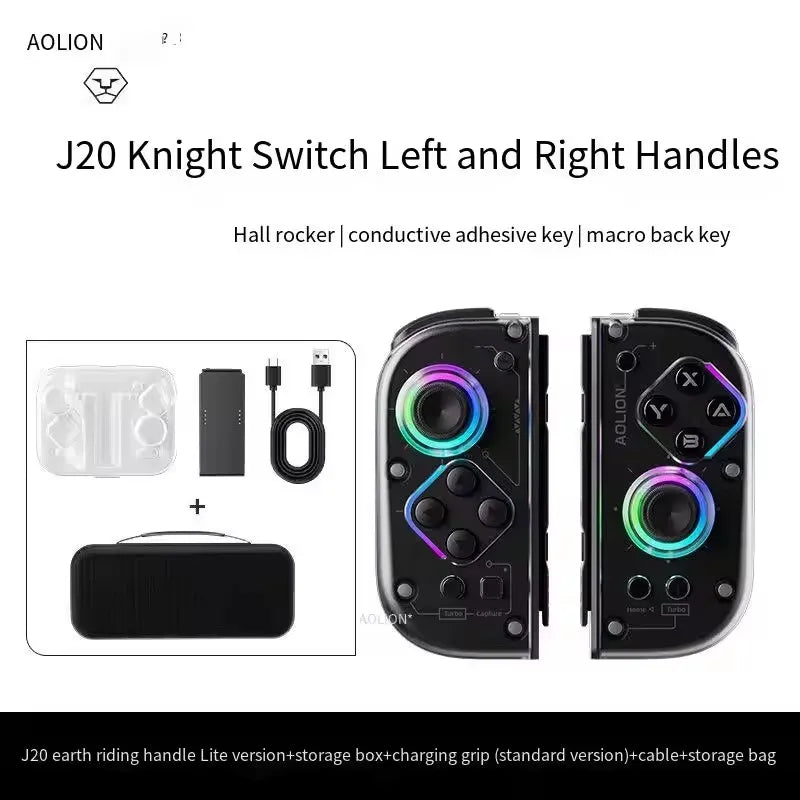 Aolion J20 Wireless Knight Gamepad für links und rechts, RGB-Bewegungssensor, Hall-Joystick für Nintendo Switch 1/2, Controller-Zubehör 