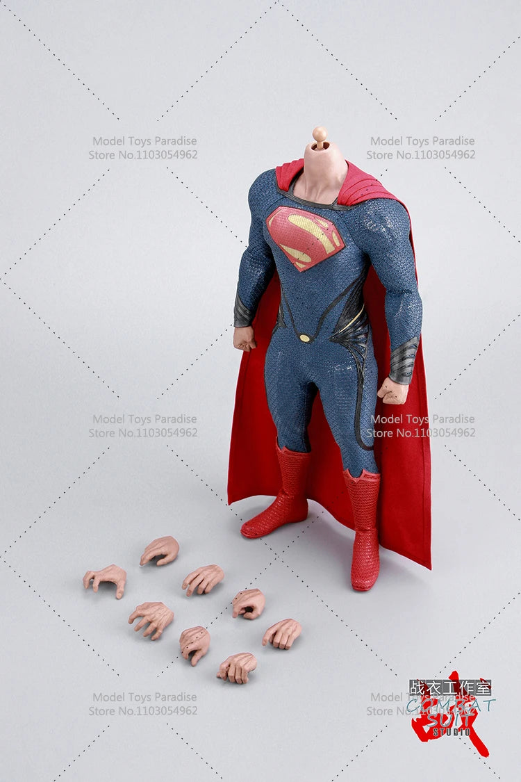 1/6 Soldier Super Man Red Blue Hero Combats Suit Muscles Joints Body With Hand Shape Fit 12inch Action Figure Head