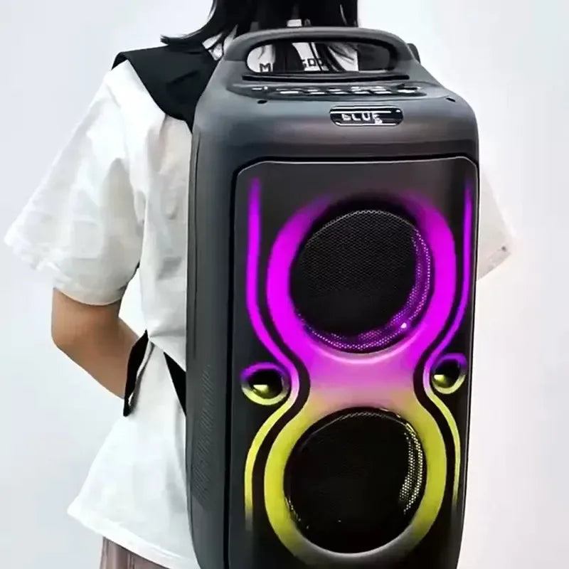 Професионална аудио DJ миксерна озвучителна система 6,5-инчова пътна раница активен високоговорител RGB светлина музика караоке субуфер с микрофон FM