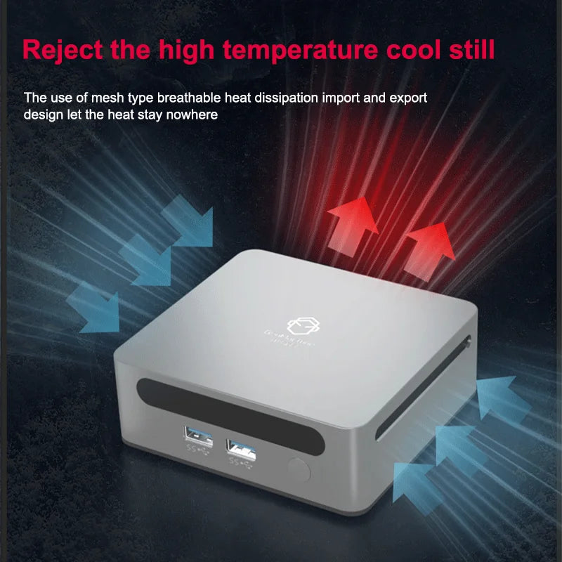 GenMachine AMD 5600H Mini PC Windows 11 3.3GHz Up to 4.2GHz 2*DDR4 Max Support 64GB RAM Gaming Pc WIFI6 Diy Gaming Computer