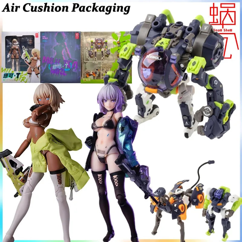 Snail Shell Genuine 1/12 Series Health Operation Milk Tea Girl Miu Ke·T‌ RobotBuild Modified Seawolf  Action Figures Model Toy