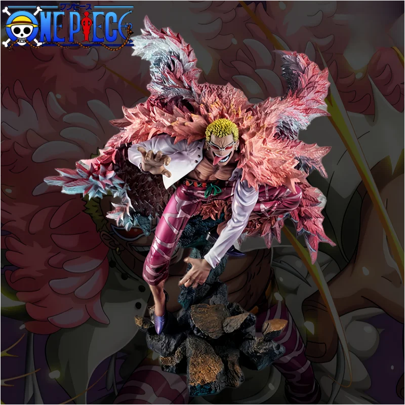 Bandai One Piece 33cm Actionfigur Donquixote Doflamingo Anime Portrait Piraten-Sammlermodell Puppe Spielzeug Dekoration