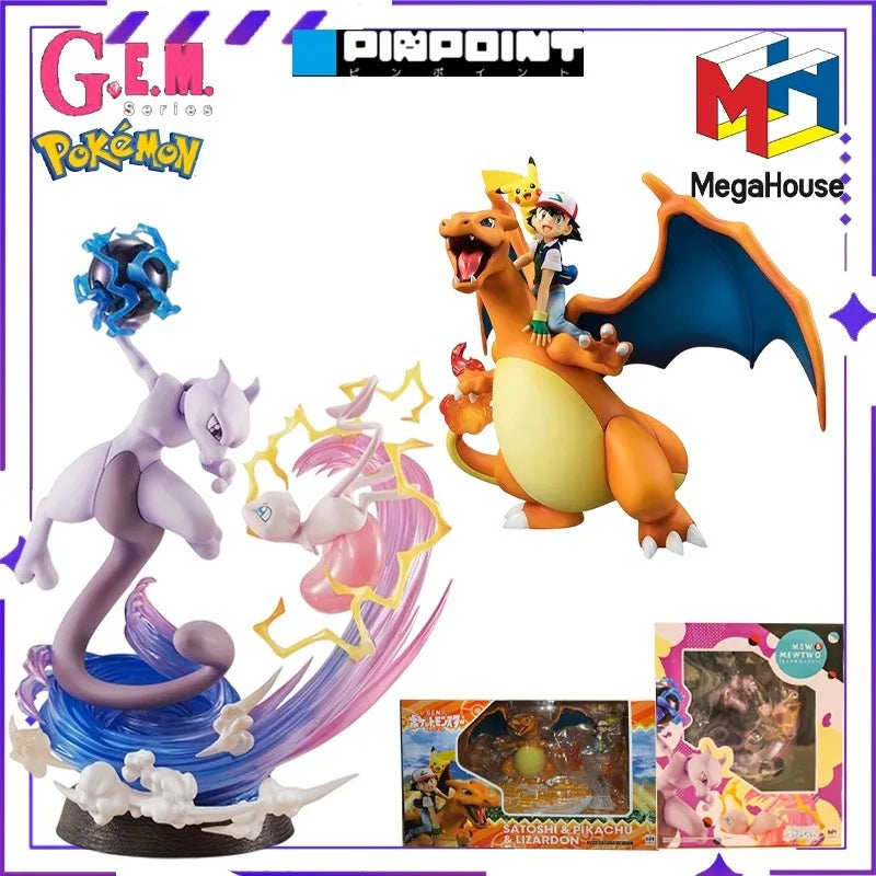 MegaHouse Original Authentic GEM Series Pokémon/Pikachu/ Ash Ketchum/ Glurak Finished Doll Model Handmade Toy Gift Collection