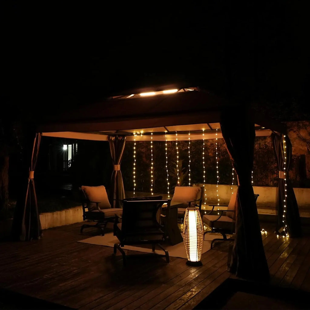 10x13 FT Pavillon für Terrassen Outdoor-Pavillon mit Moskitonetz und Vorhängen Outdoor-Terrassendach für Deck Hinterhof Garten Rasen