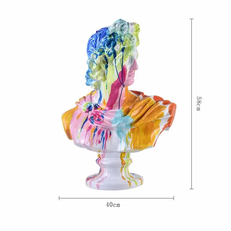 75CM David Bust Head Portraits Figurines Sculpture Michelangelo Resin Apollo Statue Nordic Decor Large Size Graffiti Art Crafts