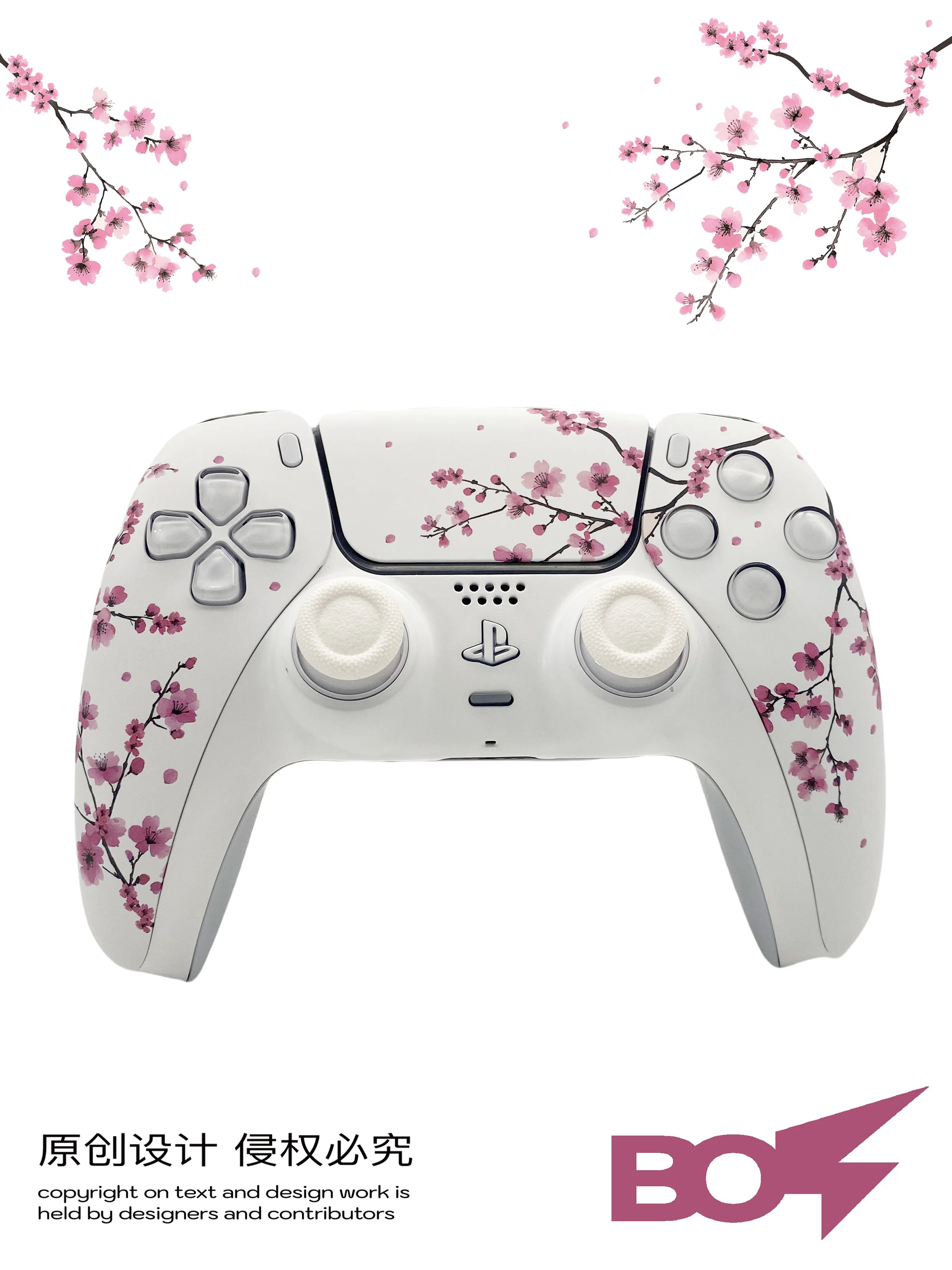 Pink Sakura PS5 Controller Shell Faceplate Cover mit Touchpad für DualSense Controller, Ersatz für BDM-010/020/030/040/050