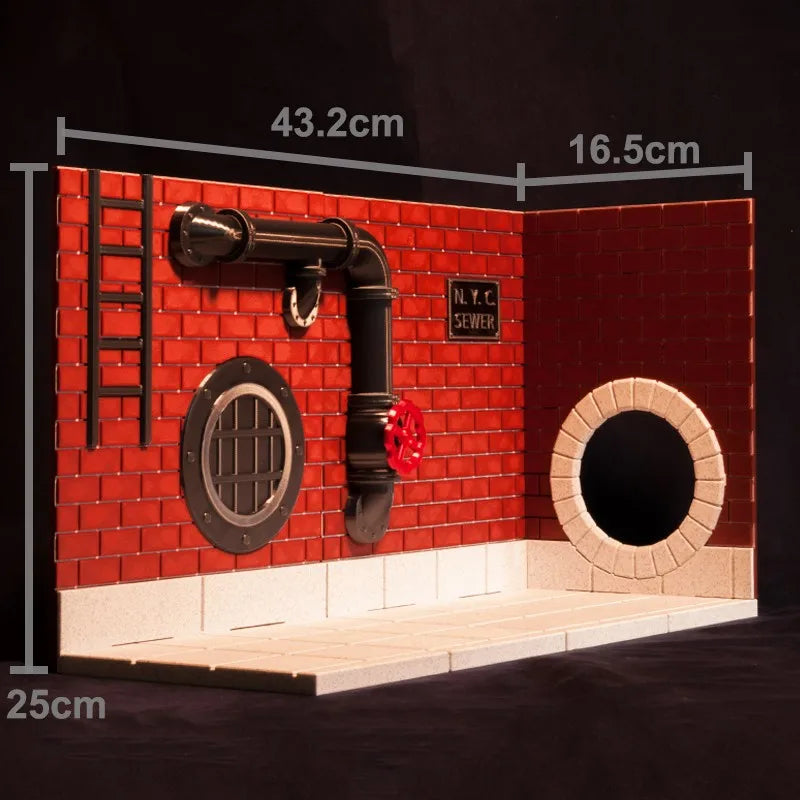 Wikeetoys Display Base New York Sewer  1/12 Scale for 6 Inch Action Figures TMNT Simple Scene for photos