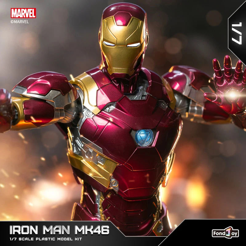 Fondjoy Marvel Iron Man MK46 Assembled Model 10in 1/7 scale Action Figures Reactors can emit light Collect Ornament Boy Toy Gift