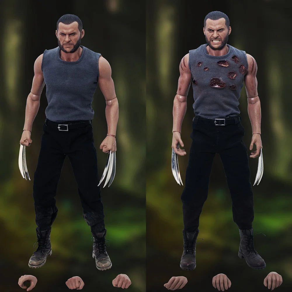 Collectible X24 Full Set Figure 1/6 Logan Angry Head Scuplt Villain Clone Wolf Uncle Battle Damage Edition 12" Action Figure