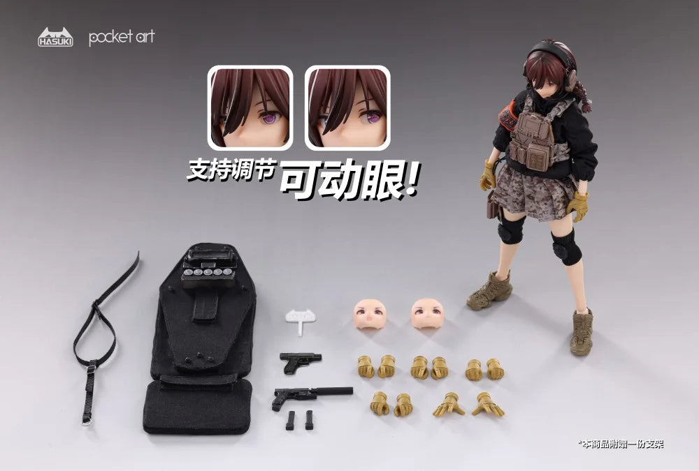 In Stock PA003 PA004 1/12 Scale Female Soldier Heavy Assault Hand Defense Shield Double Team 6-inch Full Set Action Figure