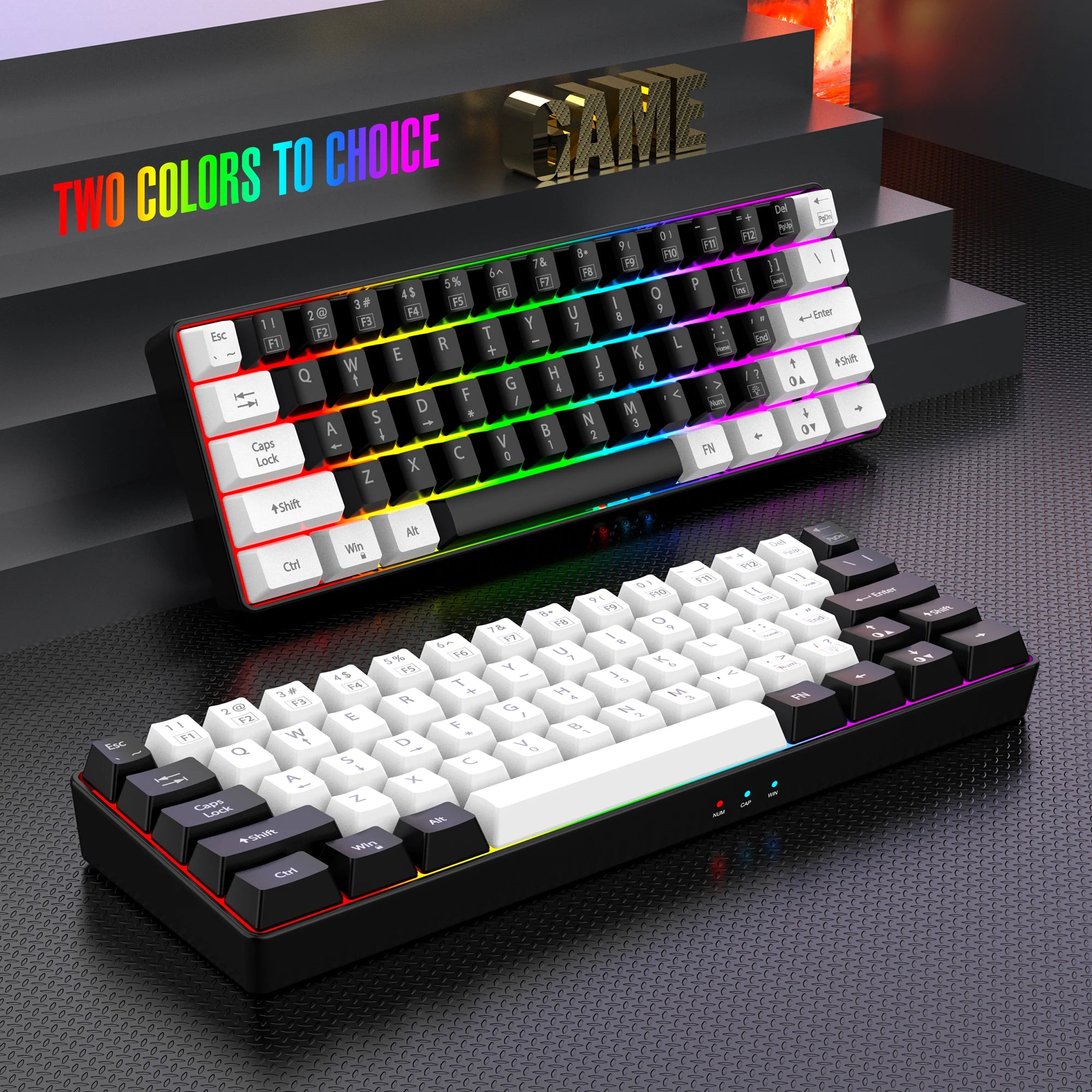 60 % kabelgebundene Spieletastatur, ultrakleine Tastatur mit RGB-Hintergrundbeleuchtung, wasserdichte tragbare Computer-/MAC-Spieletastatur