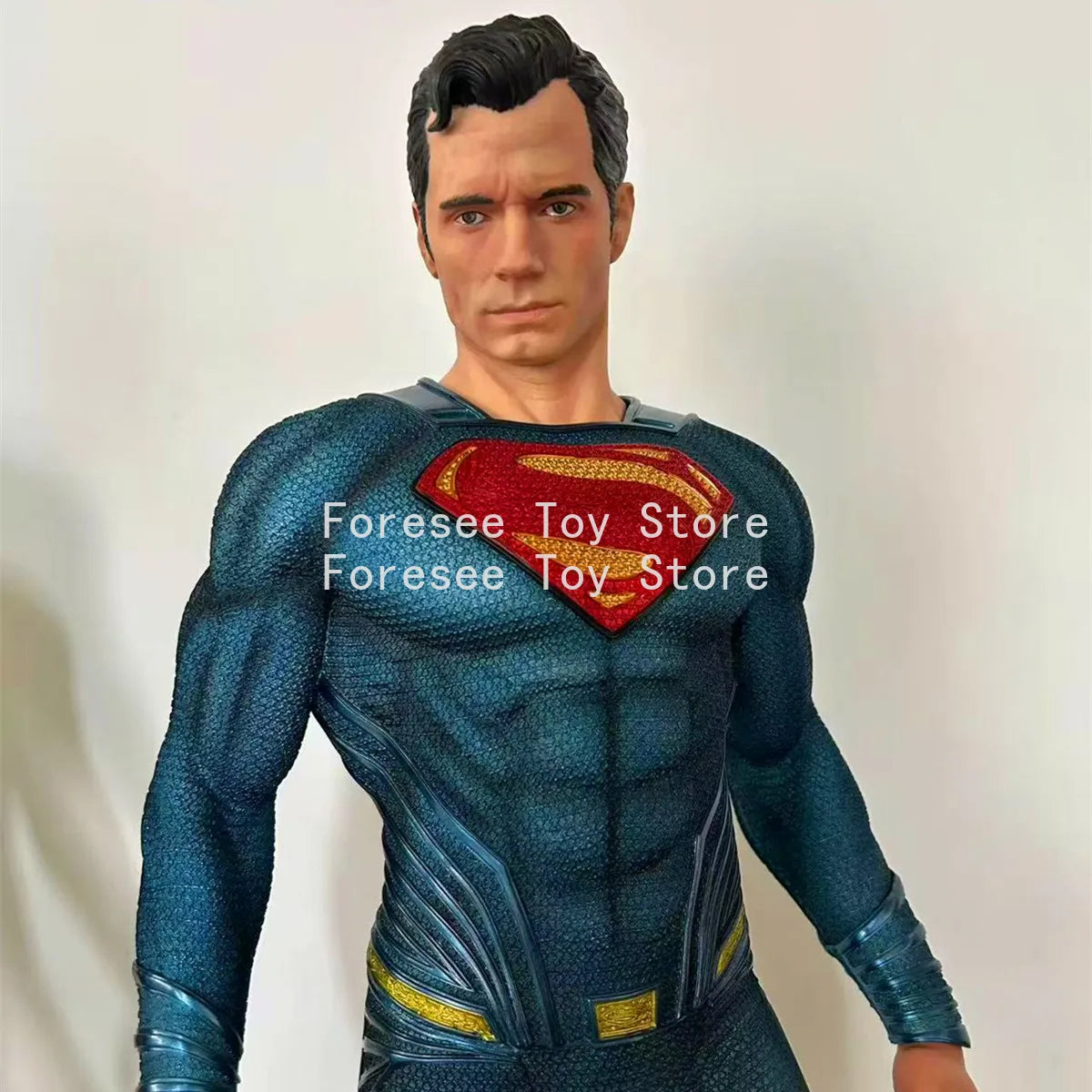 90cm Justice League Anime Figures Super-man Double-headed Sculpture Light-up Collection Desktop Decorations Best Gifts for Boys
