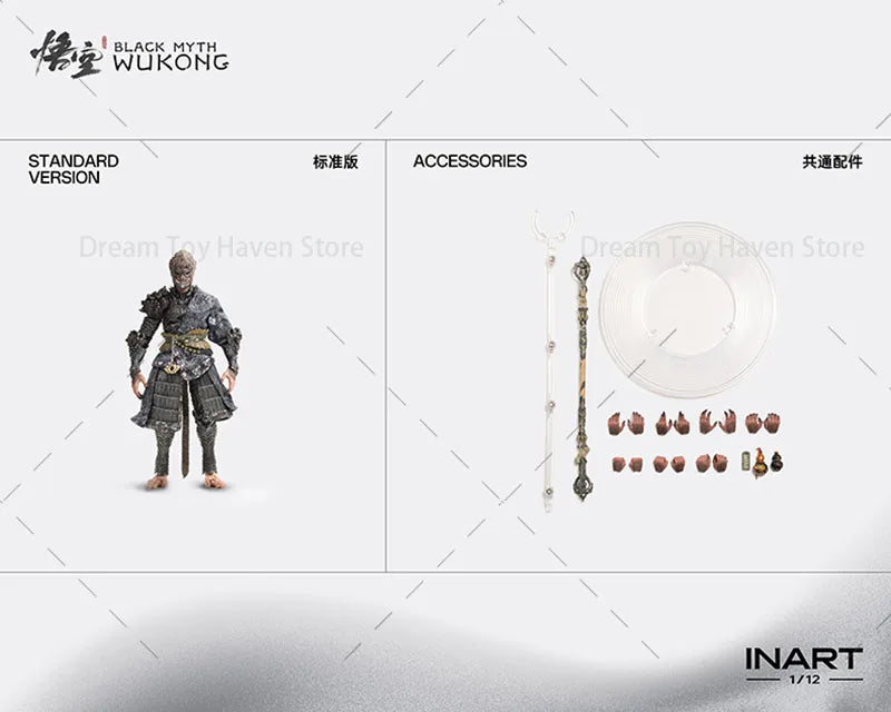 INART 1/12 Scale Male Soldier Black Myth Wukong The Chosen One Monkey King 6Inch Action Figure Model Fans Collectible