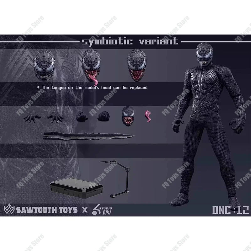 In Stock SAWTOOTH TOYS X 6in Studio STM-20251 1/12 Venom Symbiotic Variant Double Headed Carving Full Set 6in Action Figure Gift