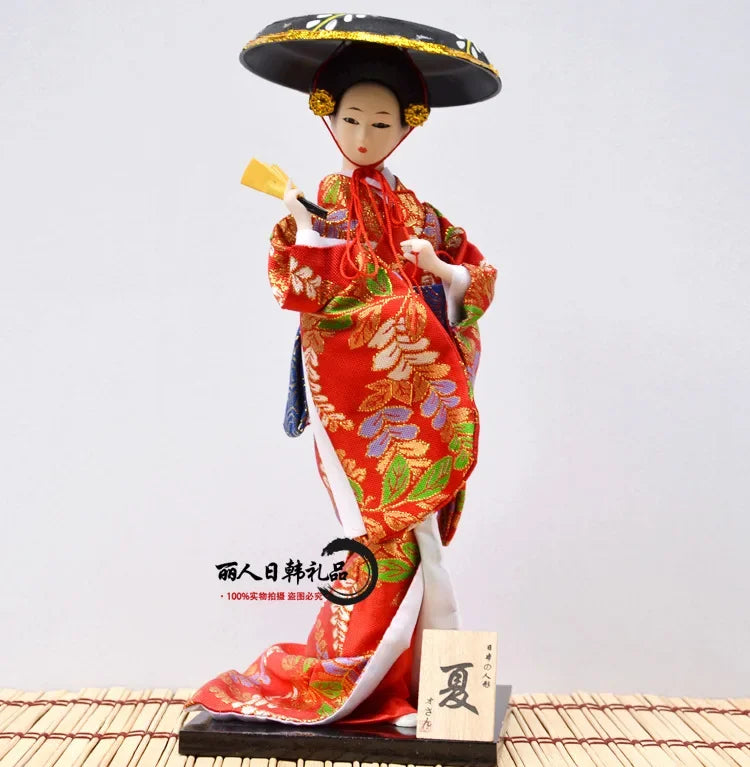 12inch Japanese Geisha Doll Statuette Sitting Figurine Japanese Kimono Kokeshi Kabuki Geisha Handicraft Ornament Birthday Gift