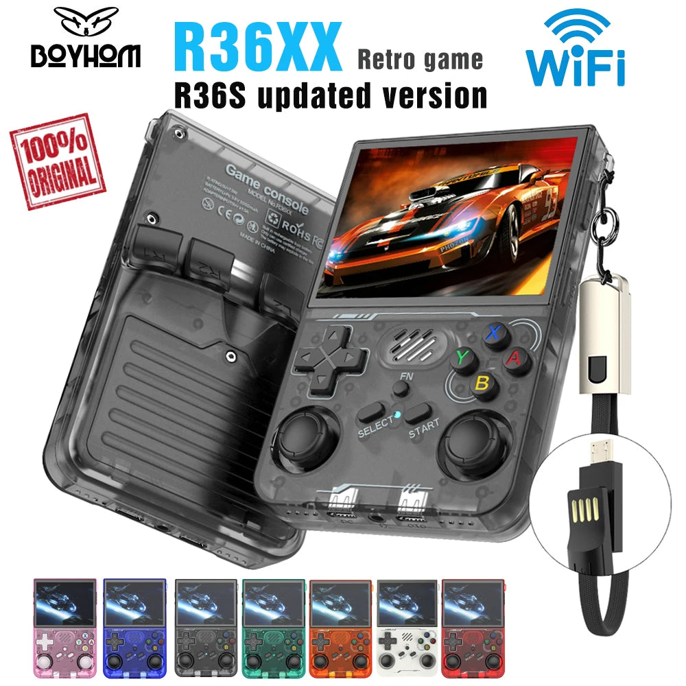 R36XX WiFi Retro Game Console (Upgraded R36S) - ARKOS System 3.5" IPS, 15K+ Games Supported, Portable Pocket, Kids Gift