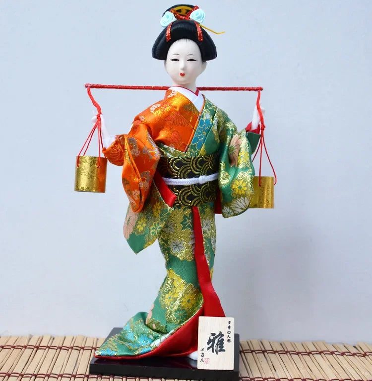 12inch Japanese Geisha Doll Statuette Sitting Figurine Japanese Kimono Kokeshi Kabuki Geisha Handicraft Ornament Birthday Gift