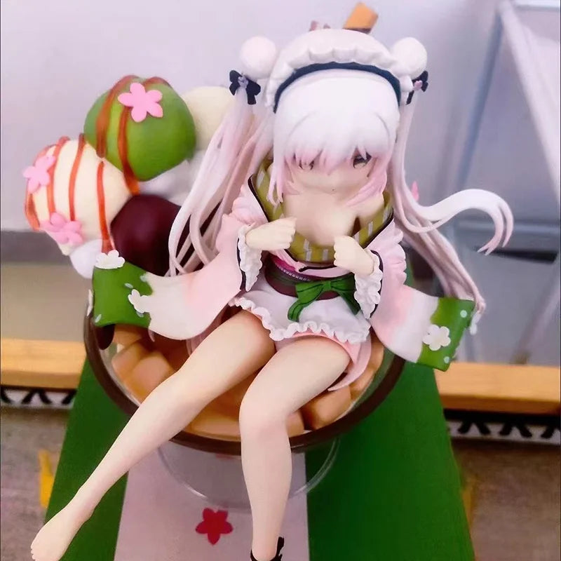 Kawaii Shiratama Komame Ice Cream Wine Glass Shape Kimono Anime Figure 1//6 Model Ornament Toys Collection Girls Gifts