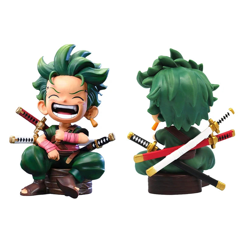 Anime Action Figure Statue: Sitting Luffy, Zoro, Sanji Chibi Style Car Decor Gift for OP Fans