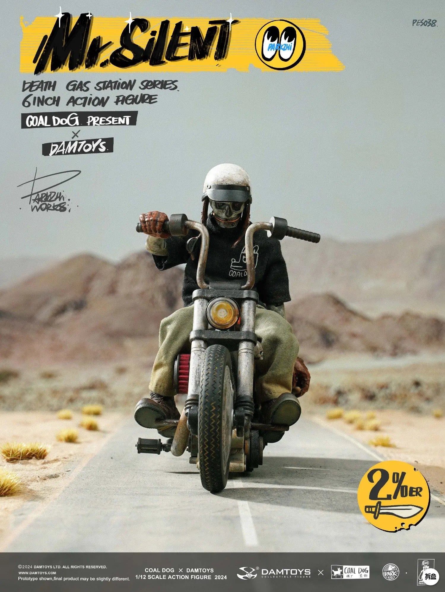 In Stock Originate DAMTOYS x Coal Dog MR.SILENT Movable Model Toys PES038 PES040 1/12 SCALE ACTION FIGURE With motorcycle