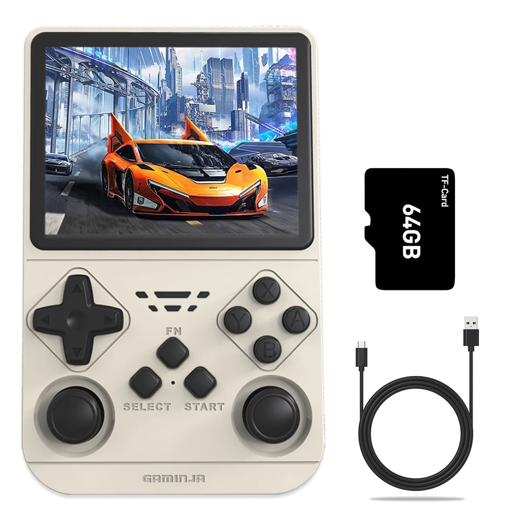 GAMINJA New Open Source Retro Handheld Video Game Console Buit in 64GB Card Emulator for PS1/PSP/DC/N64/SS 3.5 Inch IPS Screen