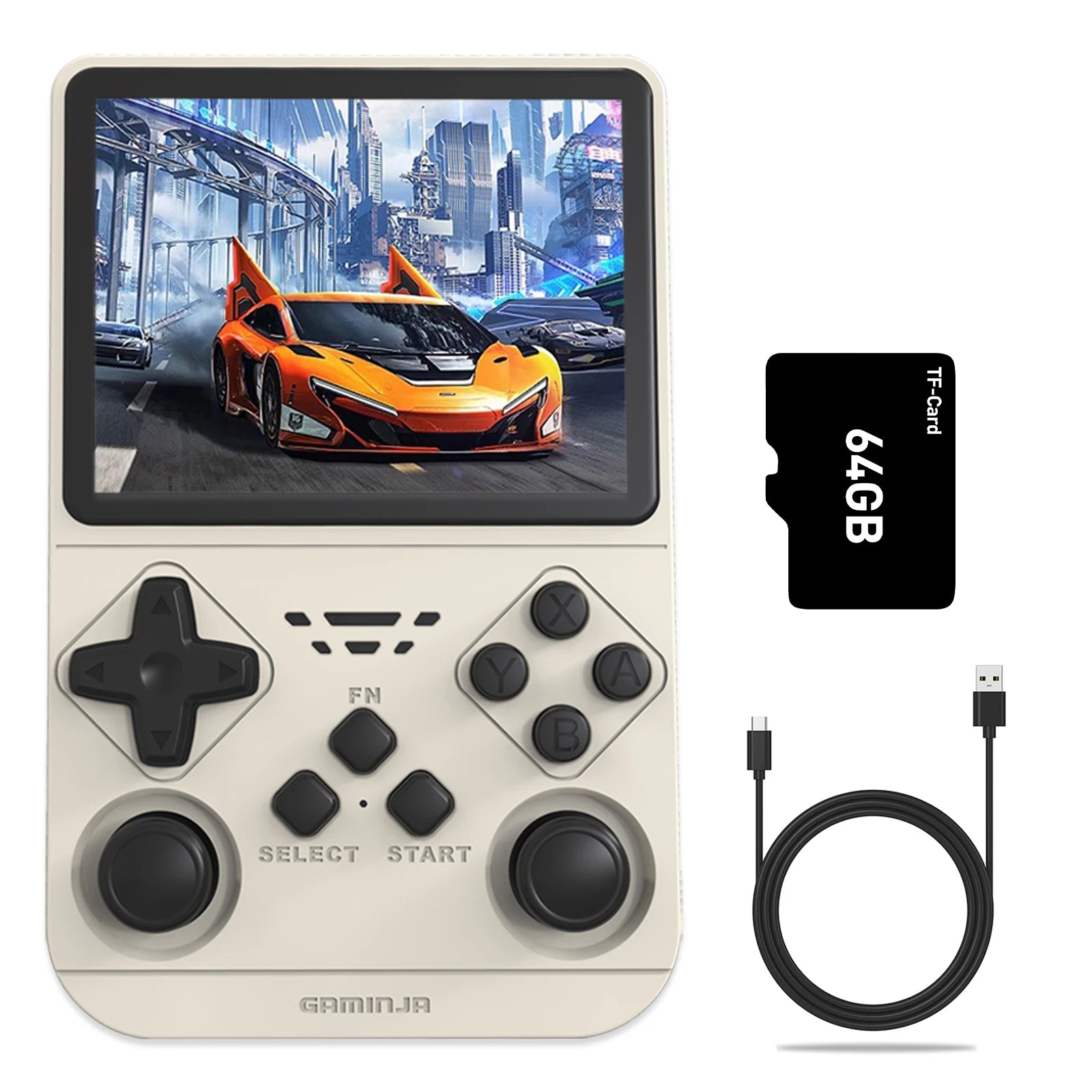 GAMINJA New Open Source Retro Handheld Video Game Console Buit in 64GB Card Emulator for PS1/PSP/DC/N64/SS 3.5 Inch IPS Screen