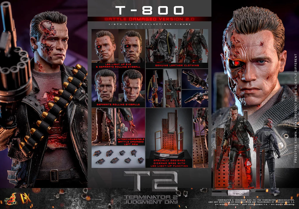 In Stock Hottoys Ht 1/6 Dx46 Terminator 2: Judgment Day T-800 Battle Damage Version  2.0 Precious Collection Of Figurines Toy
