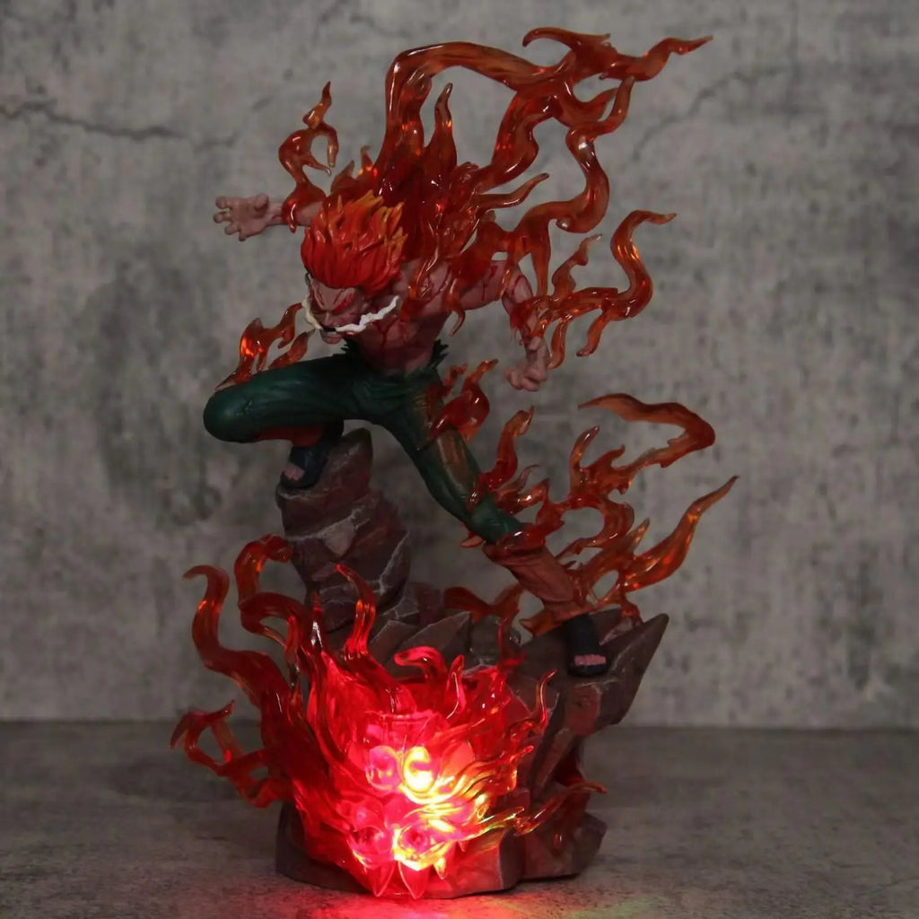 26cm Naruto Might Guy Figure Ten Years of Shinobi Anime Action Figure With Light Immortal Sitting Pvc Model Collection Toy Gift