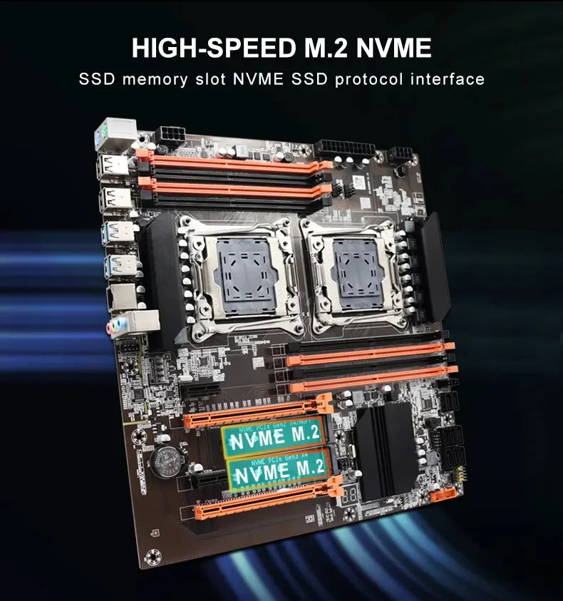 MOUGOl X99 Dual CPU Gaming Motherboard Set lntel Xeon E5 2680 V4&DDR4 64GB (4*16GB) LGA2011-3 M.2 NVME for Server Computer Host