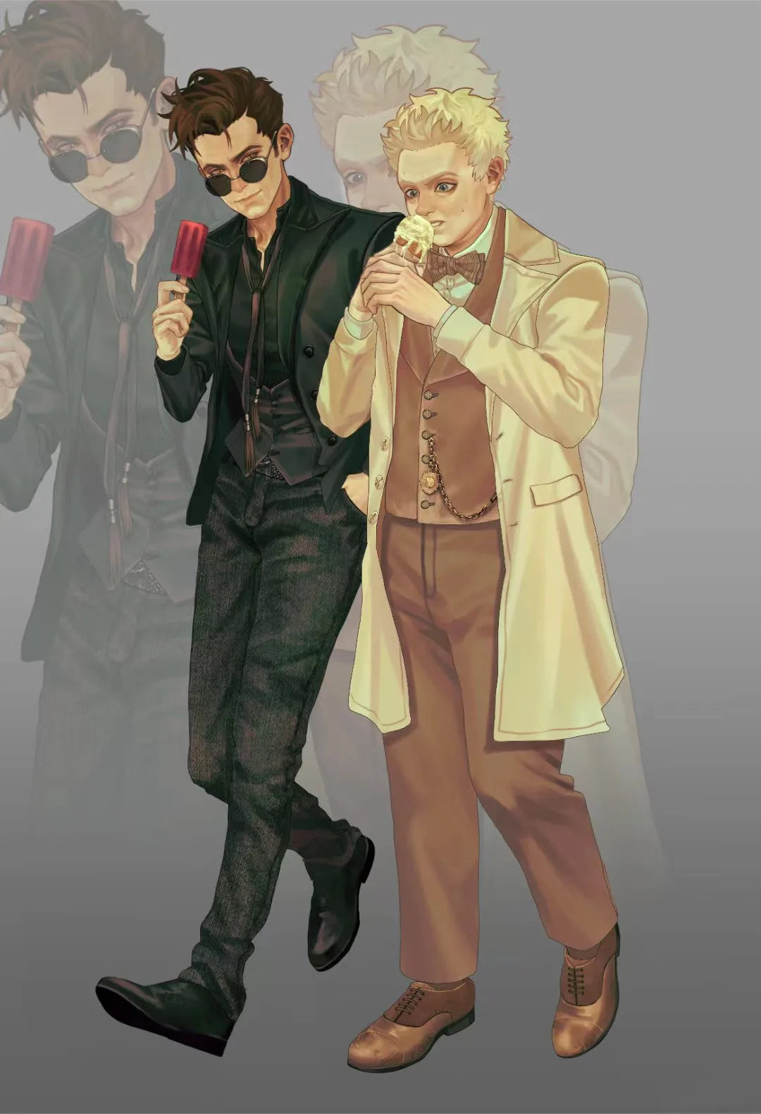Good Omens Anime Acrylic Stand Aziraphale Crowley Desktop Display Angel Demon Room Decor Cartoon Goods Accessories Collection