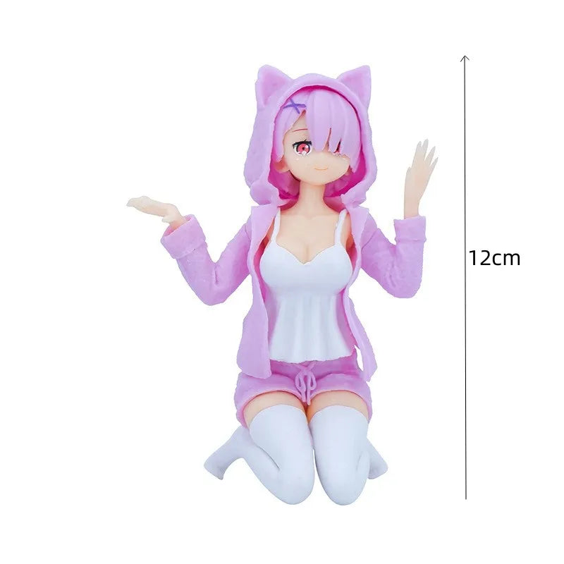 New15cm Anime beautiful girl Figure Pajamas Sitting cross legged on a chair PVC Collection Model