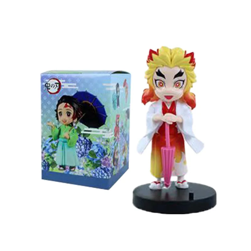 6pcs Q Version Demon Slayer Sitting Ghost Doll Tanjiro Nidouzi Inosuke Zenizu Toy Figural PVC Model Gift