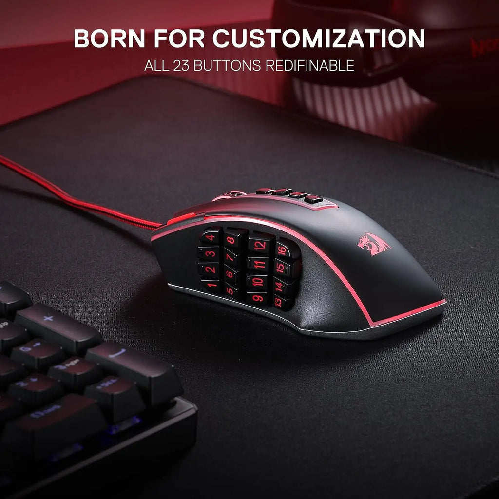 Redragon M990 MMO Gaming Mouse, 32000 DPI High Precision Wired RGB Gamer Mouse w/23 Programmable Buttons, 16 Side Macro Keys