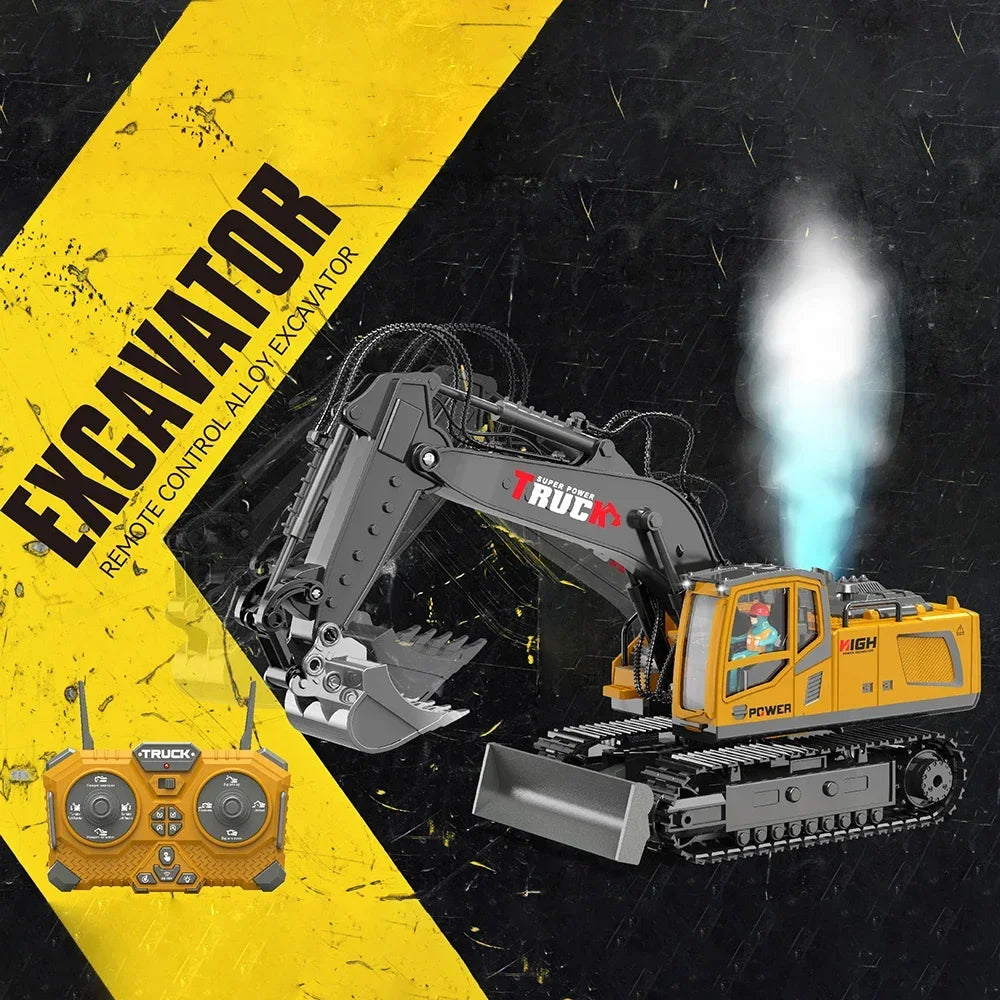 Rc Excavator Cars Trucks Alloy Bucket 17Channel Dumper Spray Truck 1/18 Simulation Engineering Electric Vehicles for Kids Boys