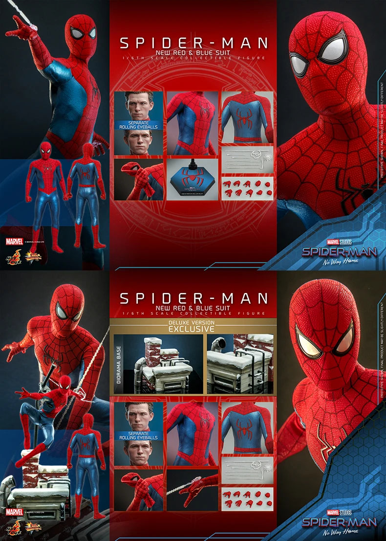 Hot Toys Mms679 Mms680 Mms658 Marvel Spider-Man No Way Home New Red & Blue Suit Anime Action Figure Collection Children Gifts